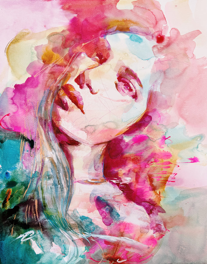 Mixed media with gold leaf