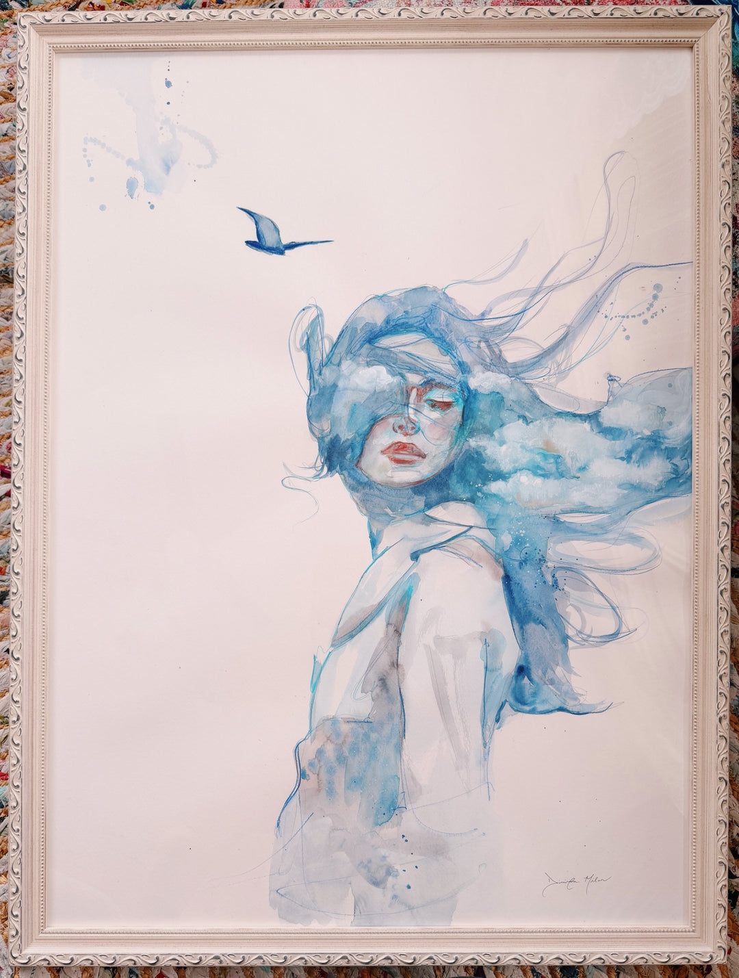 Riding the Clouds - original watercolor